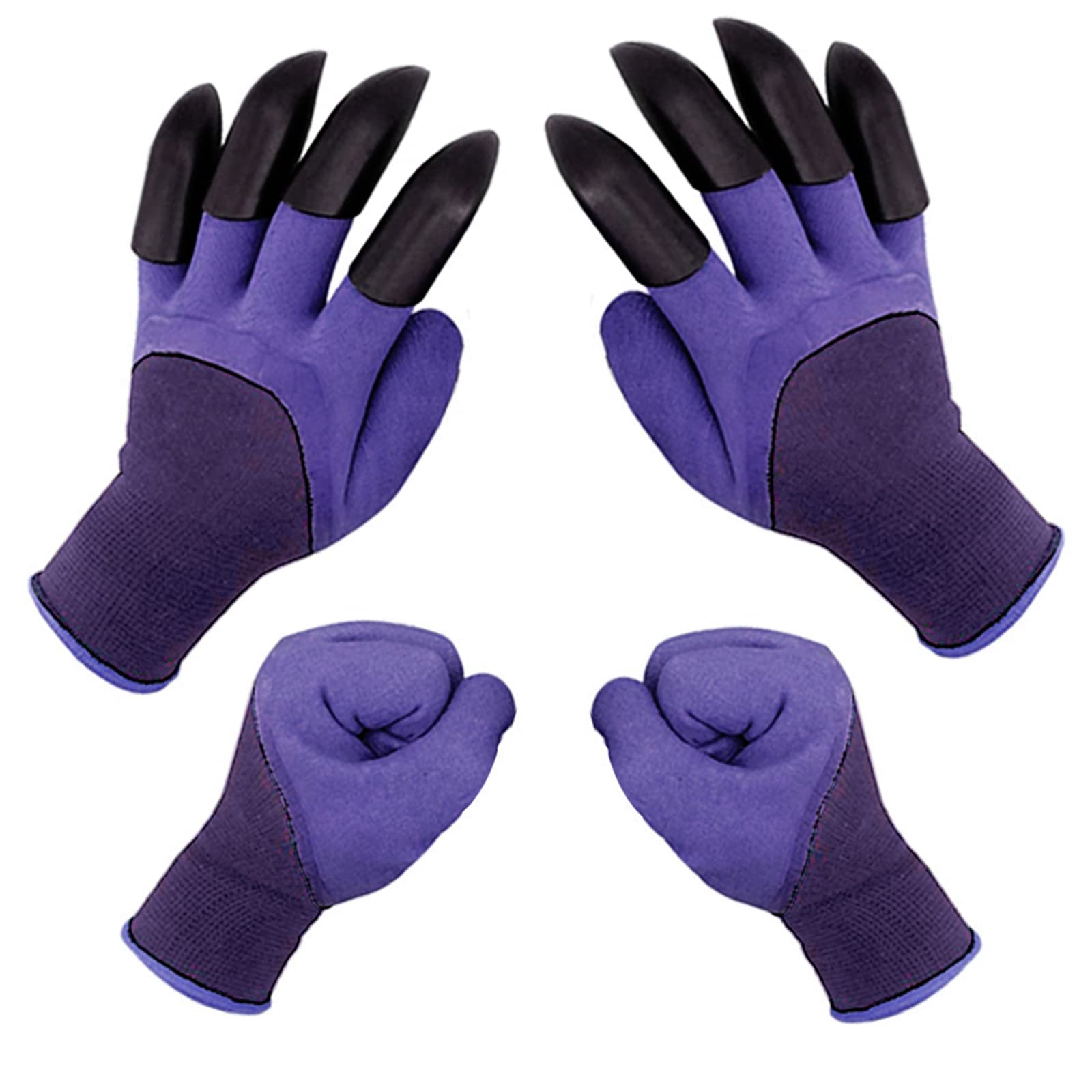 Photo 1 of ***MISSING ONE **** FONIRRA Garden Gloves With Claws 2 Pairs for Digging Weed Pulling Washable Garden Finger Claws Gloves Outdoor Protective Work Gloves Purple