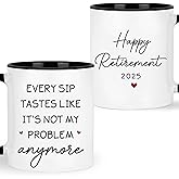 Retirement Gifts For Men, Women, Teacher, Coworker - Funny Retired Coffee Mug - Not My Problem Cup - Ideas for Friend, Colleague, Boss For Retired, Birthday, Christmas Presents