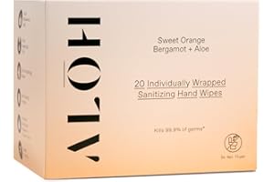 ALO ALŌH Skin - Softening Sanitizing Hand Wipes – Sweet Orange Bergamot (1 Box of 20 Individual Wrapped Wipes)