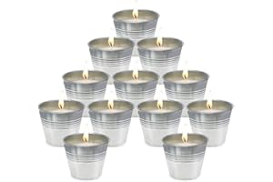 UNICY Citronella Candles Outdoor Small Metal Bucket Candle Soy Wax Fly Candle Use for Outdoor and Indoor - 12 Pack