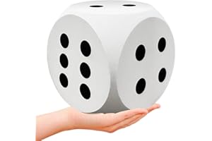 GUUOZZLI 6 Inch White Large Foam Dice, Funny Giant Dice Cubes with Number Dots, Big Square Educational Toy for Game Nights Math Learning Classroom Party Favor Decorations
