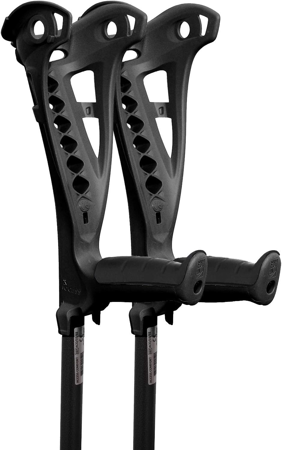 FDI Access Height Extendable Lightweight Elbow Open Cuff Walking Aid Crutches - Black, 2 Count (Pack of 1) - Image 3
