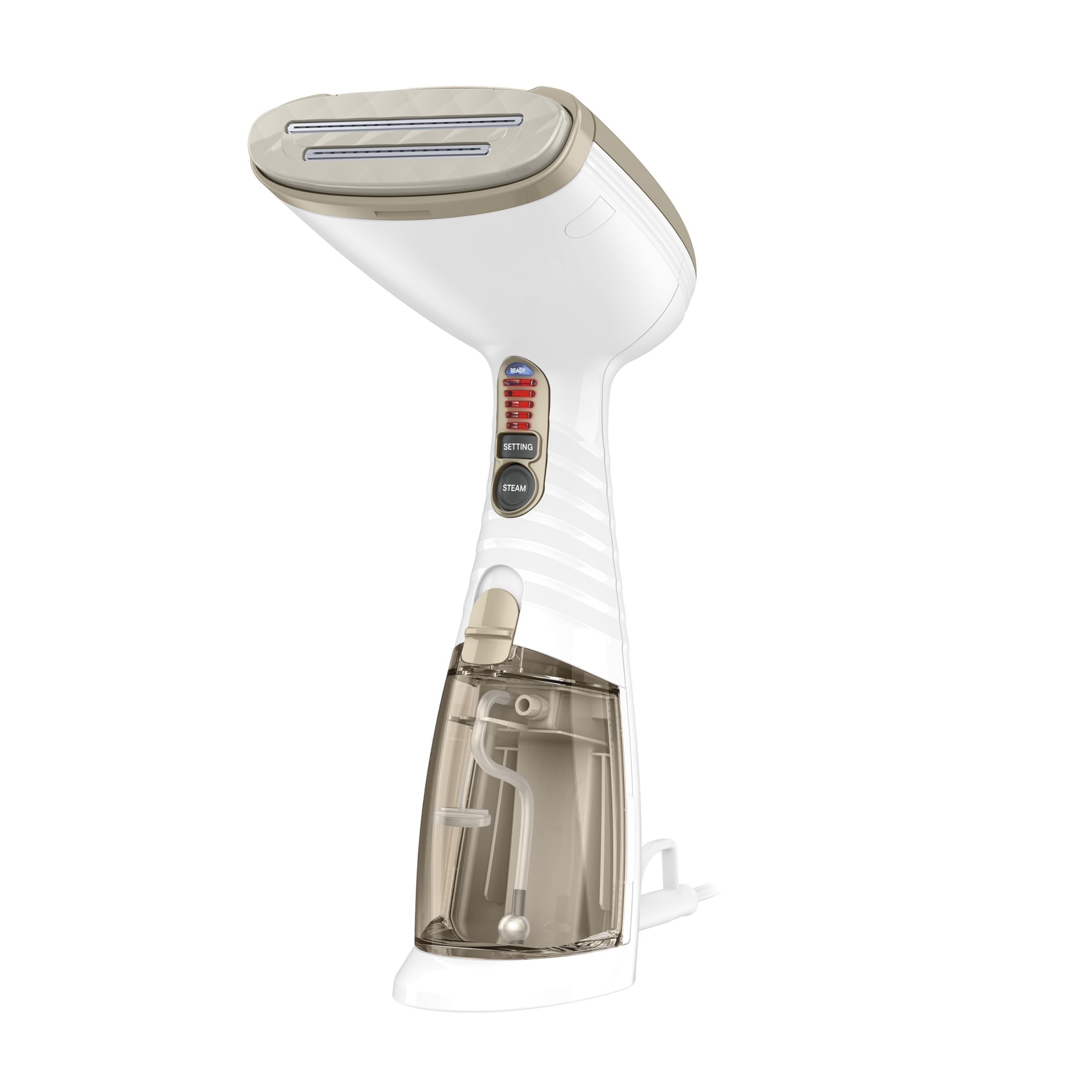 Photo 1 of Conair Handheld Garment Steamer for Clothes, Turbo ExtremeSteam 1875W Fabric Steamer, Portable Handheld Design, Strong Penetrating Steam, White/Champagne
