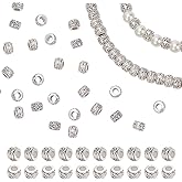 PH PandaHall 100pcs Large Hole Spacer Beads 8mm Loose Beads Tibetan Alloy Antique Silver European Rondelle Spacers Beaded Garden Decor for Bracelet Necklace DIY Jewelry Making Hole: 3.5mm