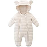 TITAREEY Infant Baby Snowsuit Cute Bear Ears Jumpsuit Newborn Romper Double Zipper Warm Jacket for Winter
