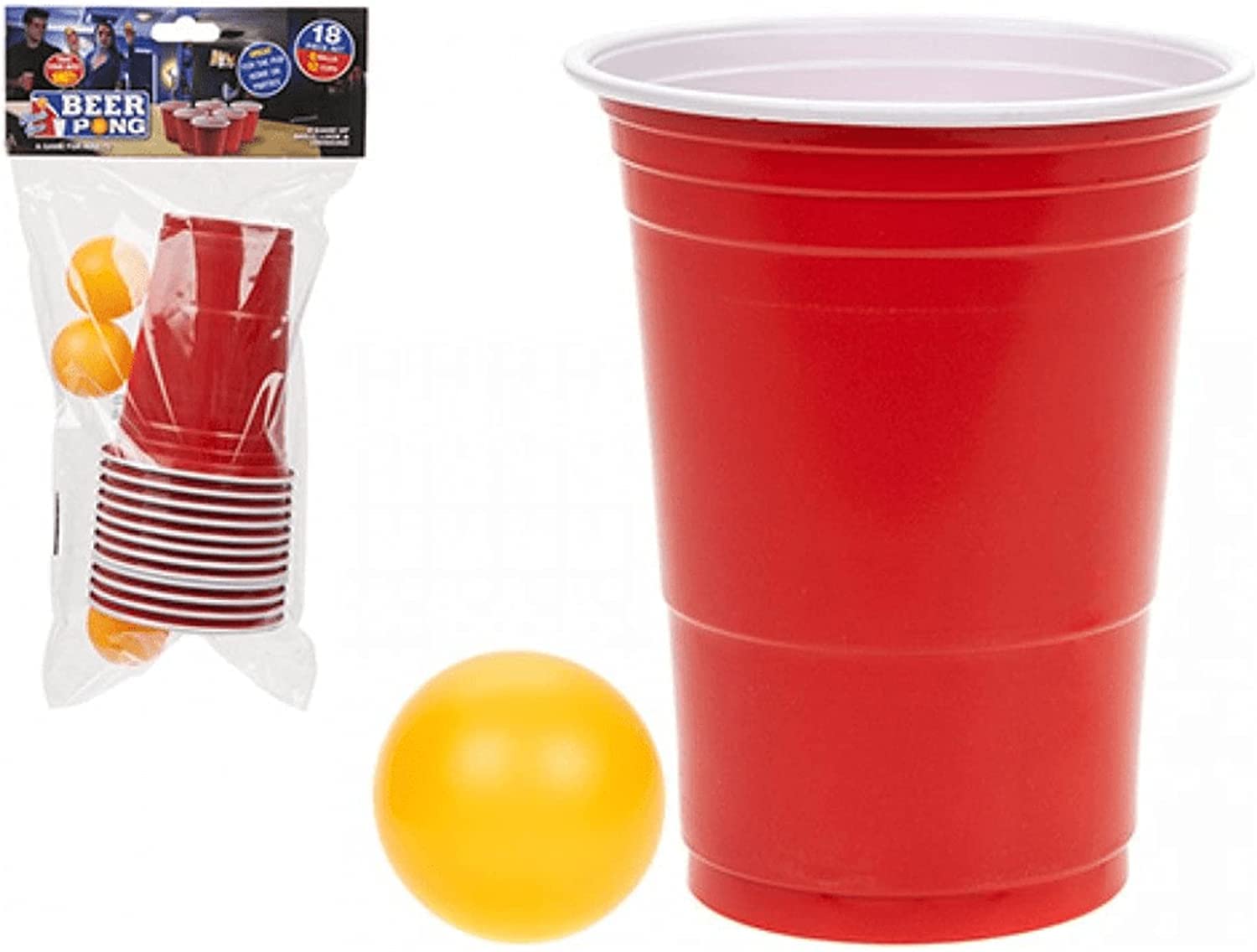 eMKay® 18PC Beer Pong in PP Bag with Header Card 12 Cups/6 Ball