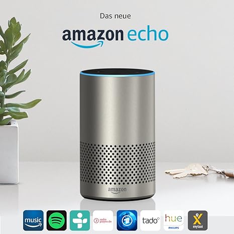 Amazon Echo, Zertifiziert und generalüberholt, (2. Generation), Silber Optik