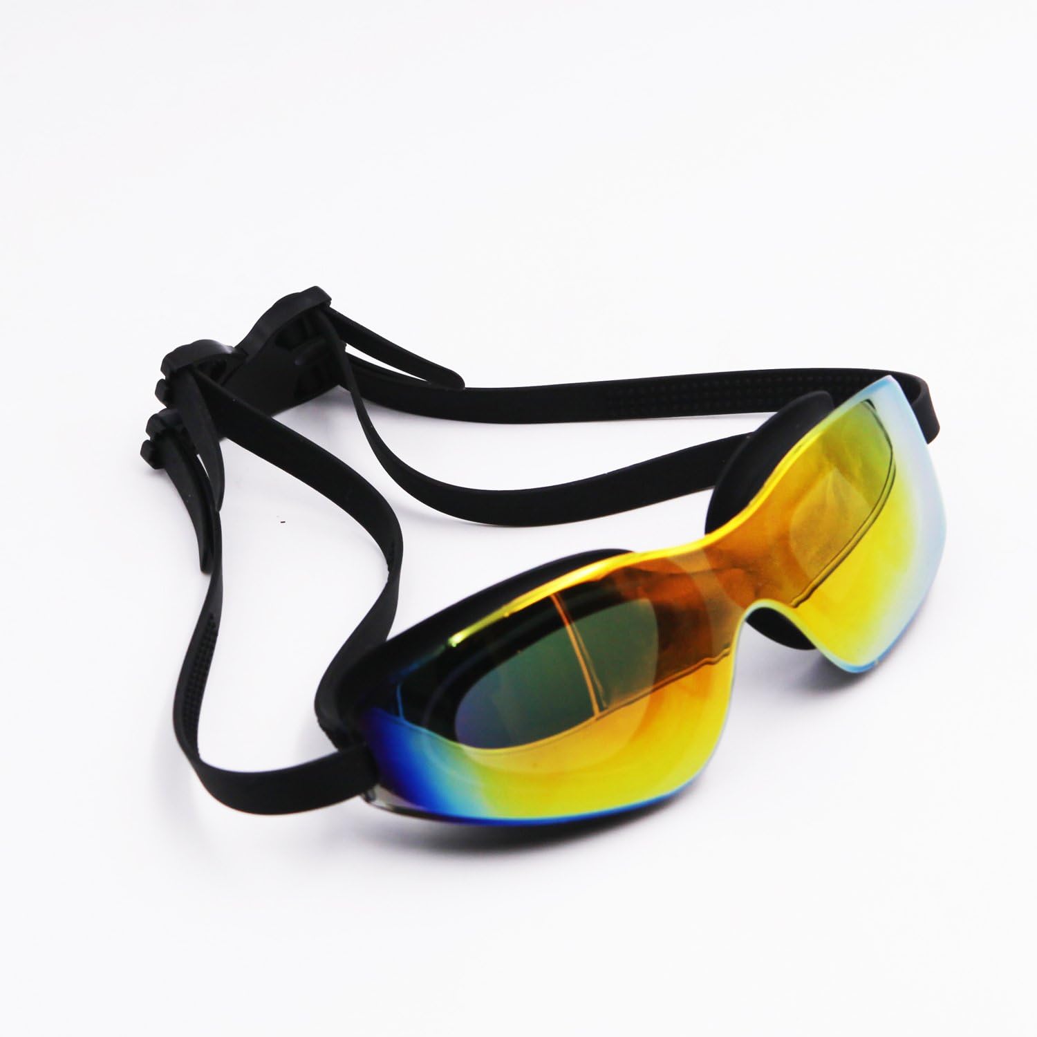 New Design Wide Screen Swimming Goggles Colorful Dazzle One Piece Lens Anti-Fog No Leaking UV Protection Mirrored Swimming Goggles Kit with FREE Swimming Cap Earplugs Protection Storage Case