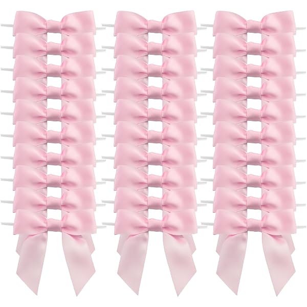MECCANIXITY 50-Pack Mini Metallic Edge Ribbon Bows - 1 Inch, Silver Edge White, Polyester, For Crafts & Gifts - View #9