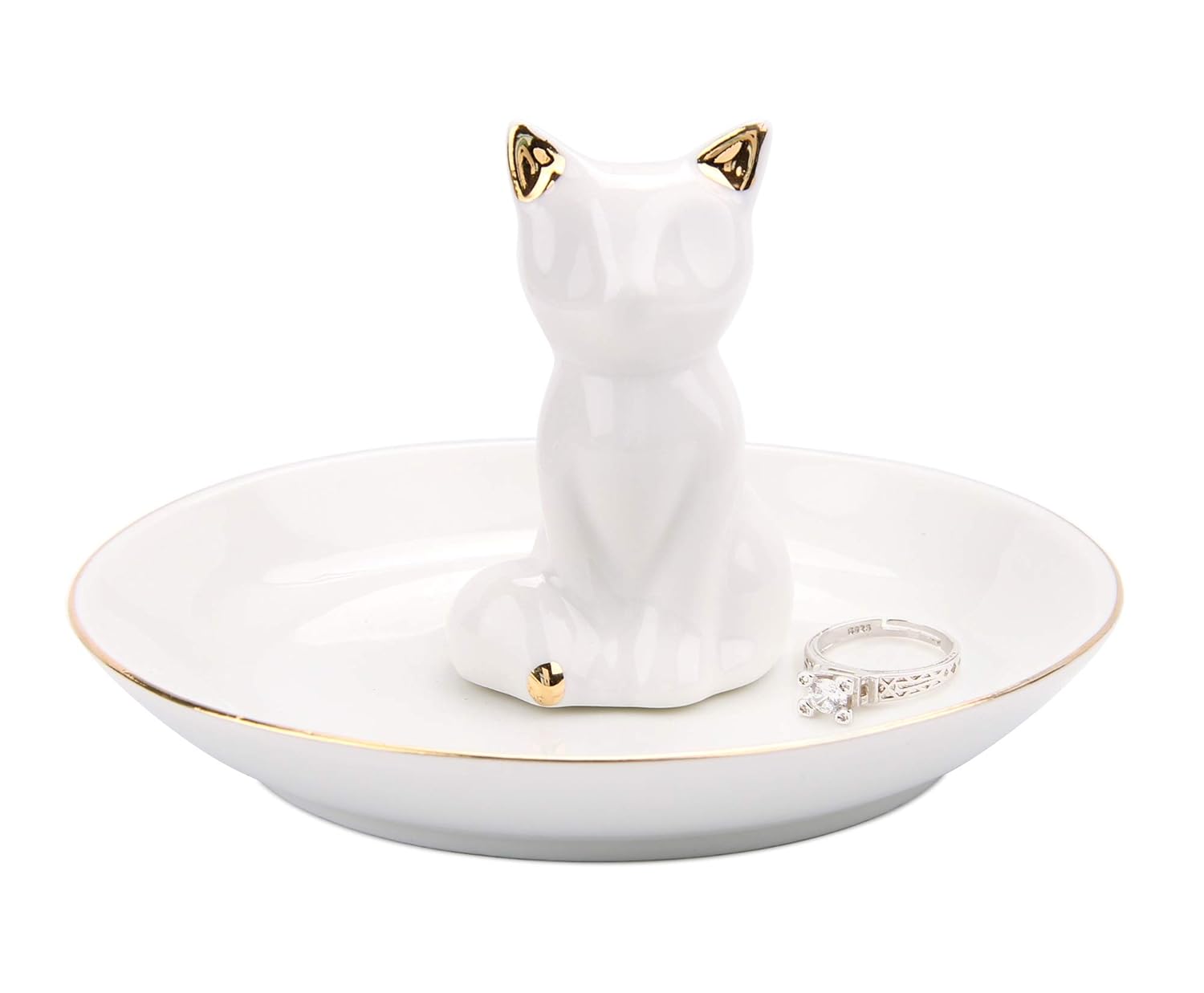 Luxury Porcelain Adorable Fox Ceramic Jewelry Tray, Ring Holder, Bracelets Plate, Dessert Dish - Perfect for Holding Small Jewelries, Rings, Necklaces, Earrings, Bracelets, Trinket etc.