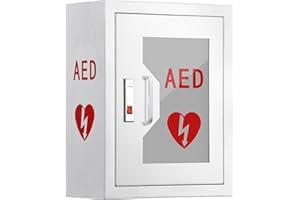 Oxphanor AED Defibrillator Cabinet, Wall Mounted AED Medicine Cabinet with Lock Fits Various AED Defibrillator 12.8 x 6.7 x 16.1 inch