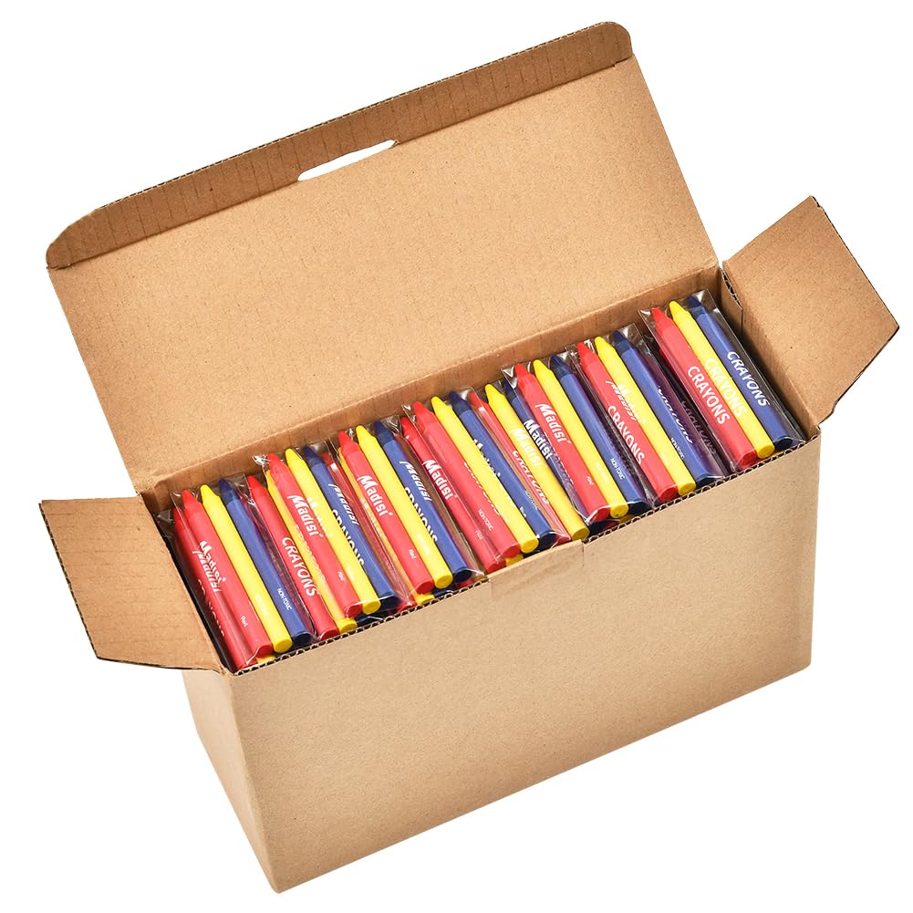 Photo 1 of Madisi Crayons Bulk Pack, Regular Size, 3 Colors, cellophane 200 Packs, 600 Count