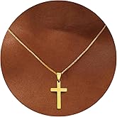 Eioi & Lmnm 18K Gold Plated Cross Necklace for Women, Dainty Simple Classic Cross Pendant Necklace, Stainless Steel Thin Box Chain Cross Pendant Necklaces, Jewelry Gifts for Women