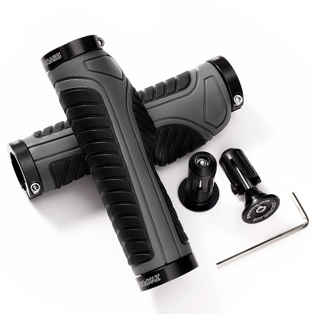 Bike Handlebar Grips, Non-slip Ergonomic Design Bicycle Grips, Aluminum Double Lock-on Mountain Bike Grips with Multi Colors for MTB BMX Scooter Downhill Foldable Urban Bikes