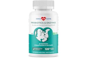 COCO AND LUNA Probiotics for Dogs - 120 Chewable Tablets - Diarrhea & Gas Support - with Honey Pumpkin and Prebiotics for Dog Allergies, Bad Breath & Constipation Support