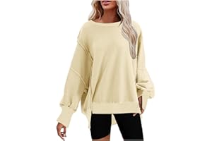 KICILVS Oversized Sweatshirt for Women Crewneck Long Sleeve Tops Casual Slit Slouchy Pullover Fall Clothes 2023 Trendy