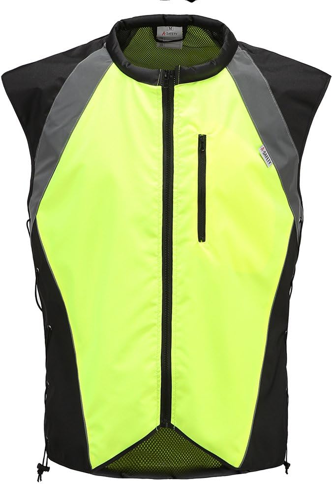 Men's Motorcycle Racing Sleeveless Jacket Safety Reflective safety Vest (m, yellow)