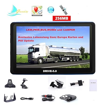 5 Zoll Navigationsgerät DRIVE-5.0 Für LKW,PKW, BUS,Wohmobil, Blitzer, Neuste Kartenmaterial Europe und Kostenlos Map Update ,