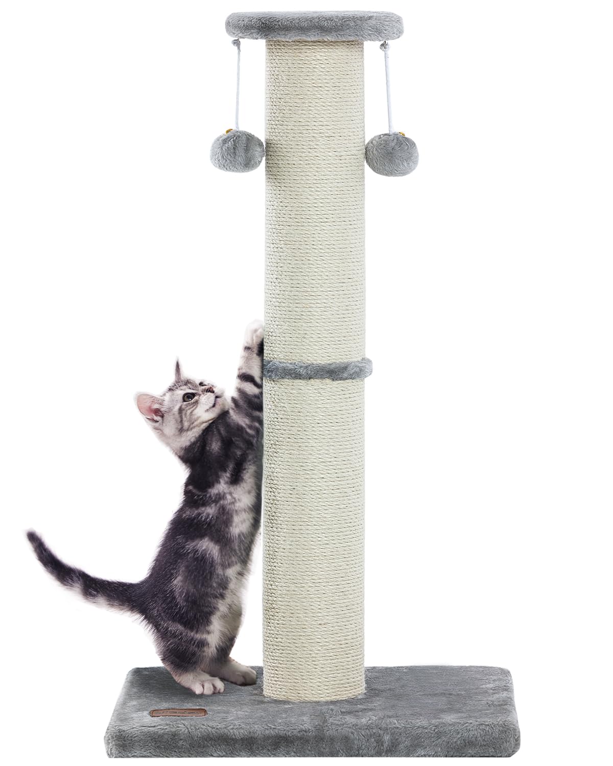 Photo 1 of Kilodor 34Inch Tall Cat Scratching Post,4.3Inch Diameter Large Sisal Cat Scratch Post with Ball, Sturdy and Durable Cat Scratcher for Indoor Cats Adults Grey