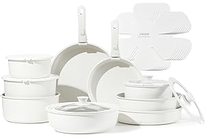 CAROTE 24pcs Detachable Handle Pots and Pan Set, Nonstick Induction Cookware, Removable Handle Kitchen Cookware Set, RV Oven Safe Cookware, Kitchen Cookware Set Non Stick, Cream White