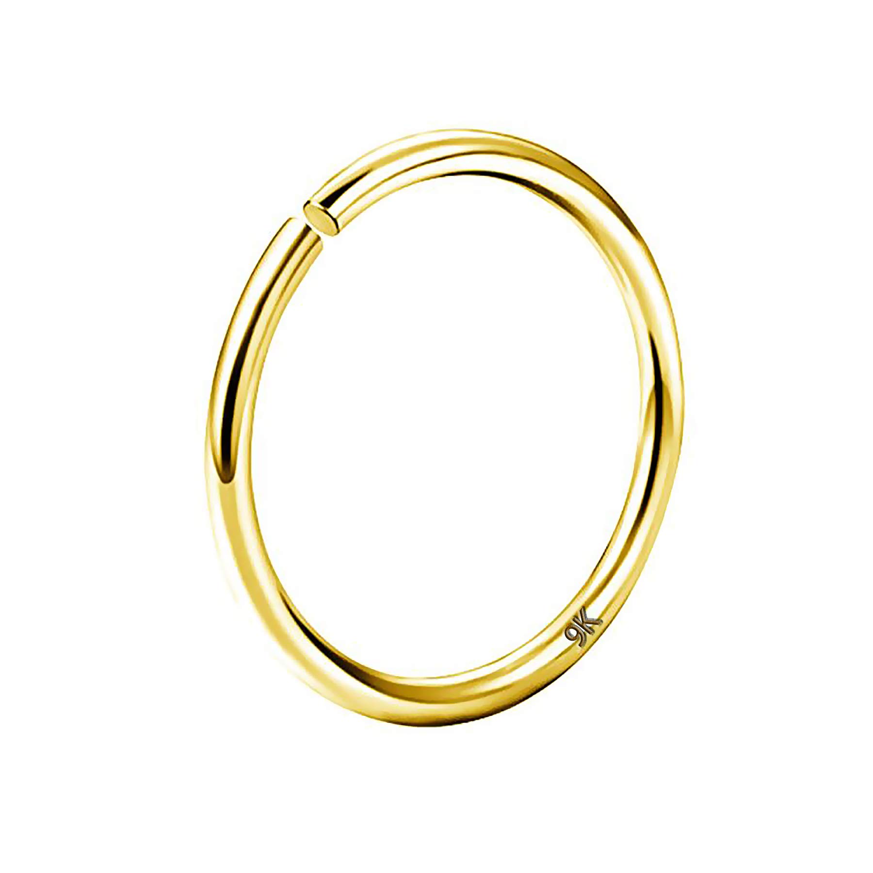 OUFER 9ct Solid Gold Nose Hoop Piercings 20 Gauge Seamless Open Nose Ring Diameter Helix Earring Hoops Cartilage Rook Body Jewellery Women Men 8mm