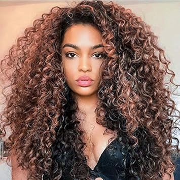 Amazon Com Ombre Brown Curly Lace Front Wigs For Black White