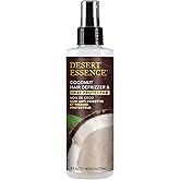 Desert Essence Coconut Hair Defrizzer & Heat Protector 8 fl oz - Gluten Free, Vegan, Cruelty Free - Coconut Oil & Jojoba Seed Extract - Protects Hair from Heat & Styling Damage