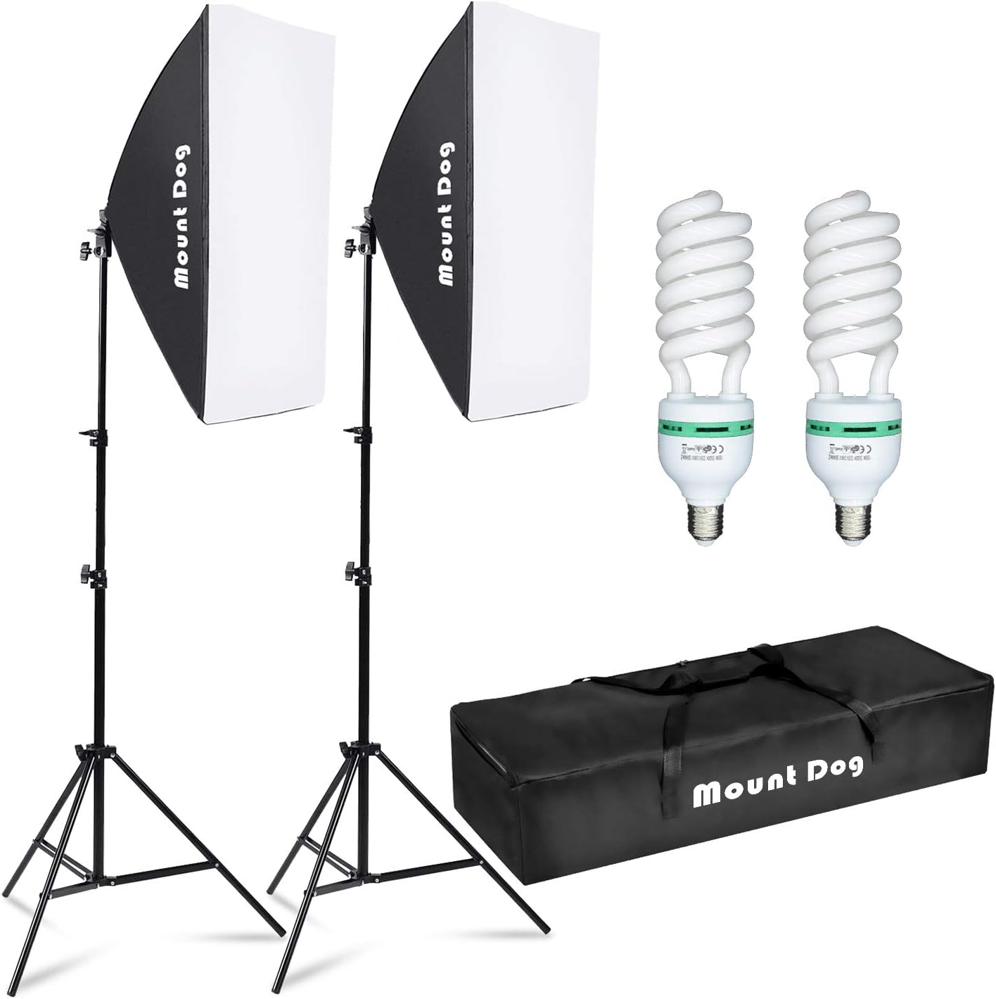 MOUNTDOG Softbox Lighting Kit Photography Lighting 20"X28" Professional Continuous Light System with E27 95W Bulbs 5500K Photo Equipment for Filming Model Portraits Advertising Shooting