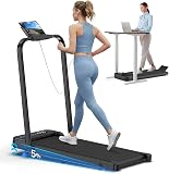 Cardirun Foldable Treadmill with Incline, Compact Walking Pad Treadmill with Safety Handle Bar, 3.0HP Quiet Under Desk Treadmills for Home/Office, 320 LBS Capacity, APP & Remote Control, Black