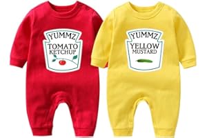 YSCULBUTOL Baby Bodysuit Yummz Tomato Ketchup Mustard Red Yellow Twins Set Boys Girls Clothes Twins Baby Outfits