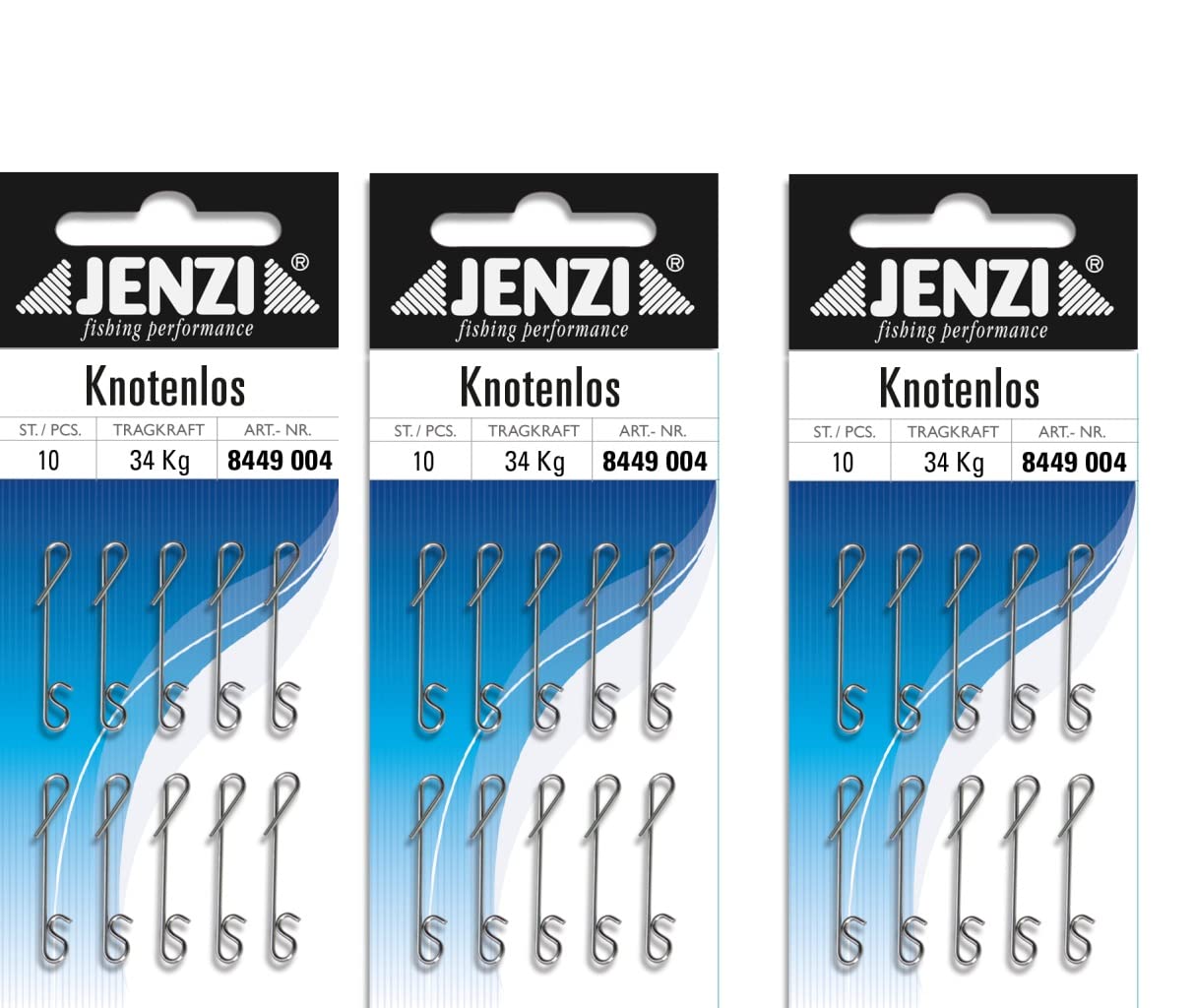 Jenzi Knotless Cord Connectors Medium 34 kg (3 Packs of 10) + Free Petri Heil! Sticker