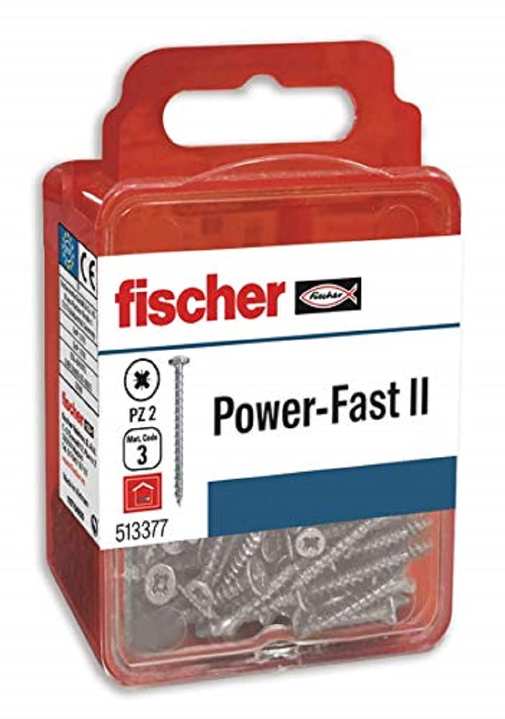 fischer - FPF II Screws, Box of Wood Screws, Total Thread 4.5 x 30, zinc-Plated; Pack of 12.
