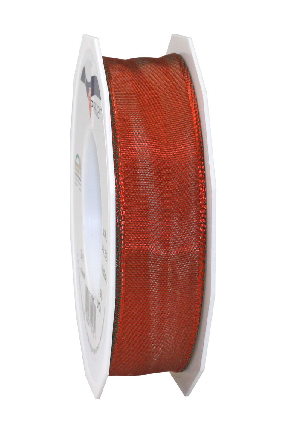 Präsent - Lyon Wired Taffeta Ribbon Vermillion 25 mm Width, 25 m Length