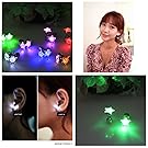 Namsan 1 Pair LED Earrings Glowing Light Up with Star Type Ear Drop Pendant Stud Stainless for Rave Party-Blue Light