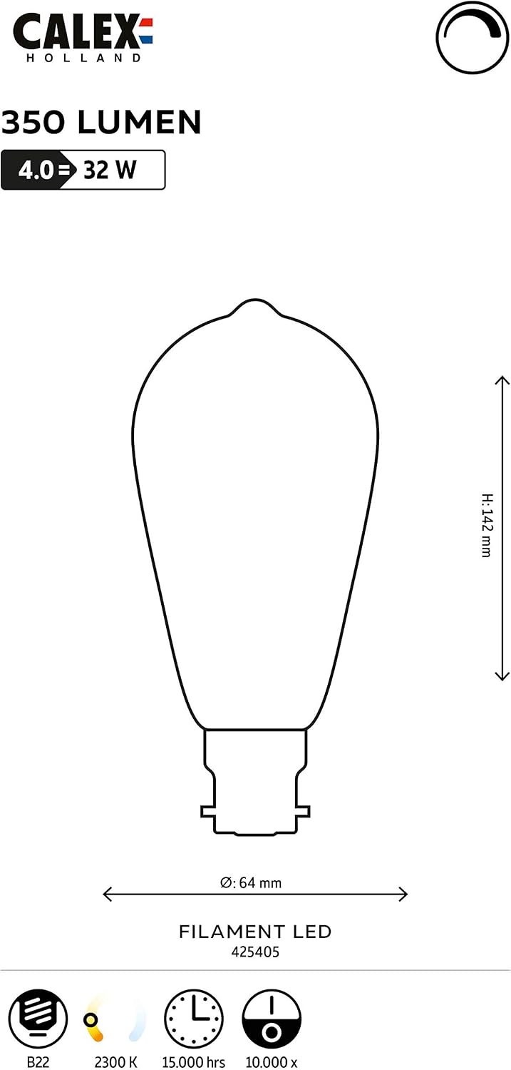 CALEX 4W Rustic Glass Light Bulb - Bright - Image 3