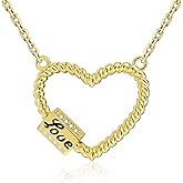 HOTIE Gold Love Heart Necklace for Women 14K Gold Plated Heart Pendant Necklace with Hexagonal Bead Charm Jewelry Gift for Women Girlfriend Wife Mother Birthday Valentine's day