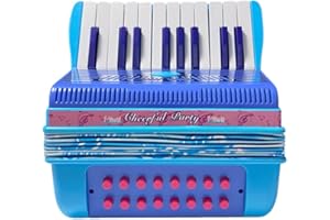 RASTKY Mini Accordion 20 Keys 16 Bass Portable Accordion Durable Buttons for Beginners Practice Blue (BLUE)