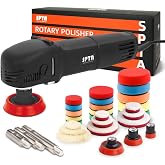 SPTA Mini Polishing Machine Buffer Rotary Polisher Auto Detailing Superpolish with 27Pcs Detail Polishing Pad Mix Size Kit Buffing Pad and 75mm ,100mm,140mm M14 Thread Extension shaft