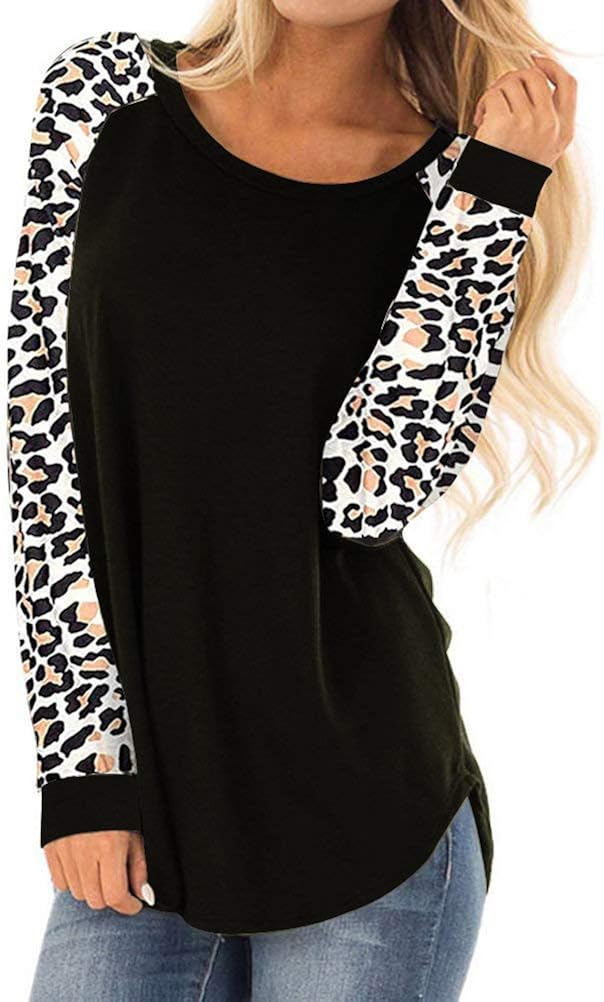 PINUPART Women's Color Block Long Sleeve Sweatshirt Cotton Jersey Tunic Tops