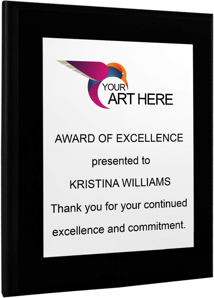 Plaques & Wall Art - Custom Aluminum Metal Award Plaque with Full Color Printing - Include Photos Or Logos and Your Personal Text (8 x 10