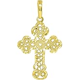 Jewelry America Solid 14k Yellow Gold Filigree Eastern Orthodox Cross Pendant