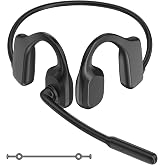 Open Ear Headphones with Noise-Canceling Mic, Bluetooth Headset with Mic | Air Conduction Headphone, Wireless Headset with Adjustable Microphone, BT V6.0, for Trucker Drivers Work Office Running