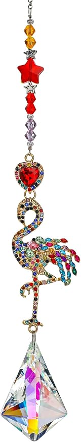 H&D Hyaline & Dora Flamingo Prism Suncatcher Crystal Rhinestones 17.7in