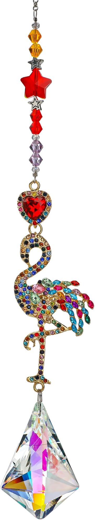 H&D Hyaline & Dora Flamingo Prism Suncatcher Crystal Rhinestones 17.7in