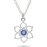 925 Sterling Silver Natural 8mm Round Gemstone Pendant for Women, Handmade Floral Design Jewelry, Spiritual meditation jewelry, healing crystal pendant, Gift For Christmas day.