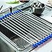 Land Rich Over the Sink Multipurpose 304 Stainless Steel and Silicone Roll-Up Dish Drying Rack (Large, Blue)