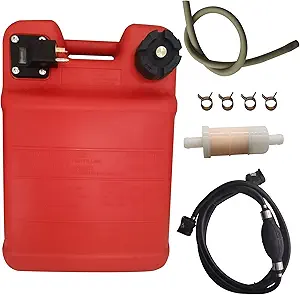 Portable Boat Fuel Tank, 6gal - 24L Outboard Marine Portable Fueling Tank with Hose Connector Replacement for Marine Outboard Motor Plastic Fuel Tank