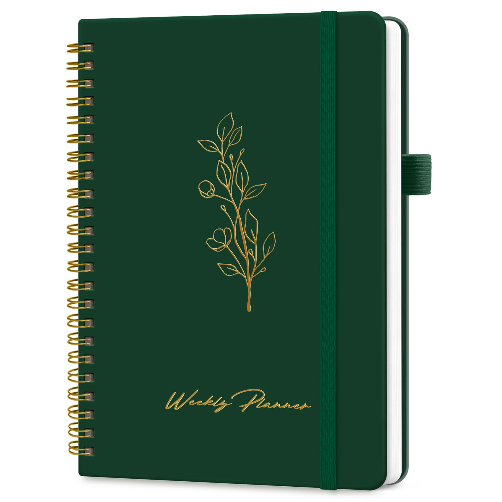Photo 1 of Undated Weekly Planner, Weekly To Do List Notebook with Goal & Habit Tracker Organizer, A5 Weekly Planner Notebook with Spiral Binding, 6.1" x 8.2" - Dark Green