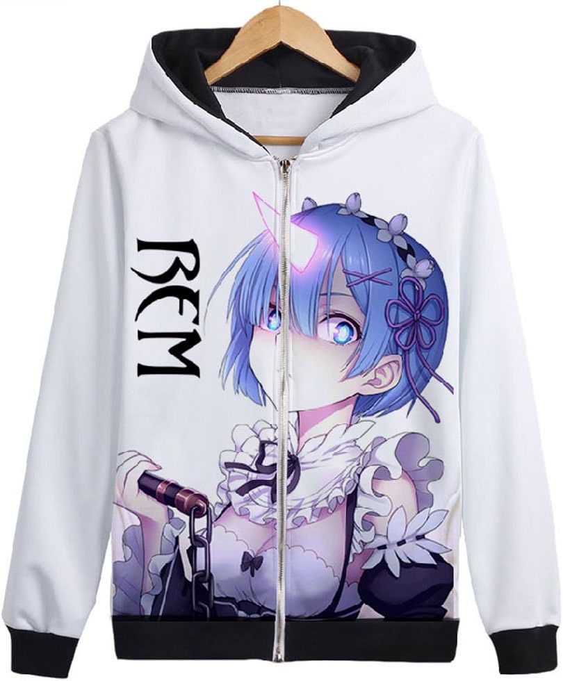 Relaxcos Re:Life In A Different World From Zero Rem Hoodie Zip Up Coat New Medium