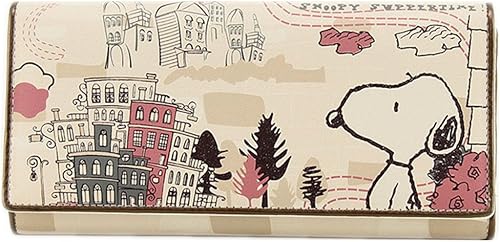 Amazon Snoopy スヌーピー 財布 街並みを眺めるスヌーピー レディース財布 長財布 二つ折り 財布 1050 Snoopy 財布